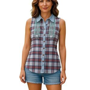 Gimmicks by BKE | Patchwork Western Printed Top